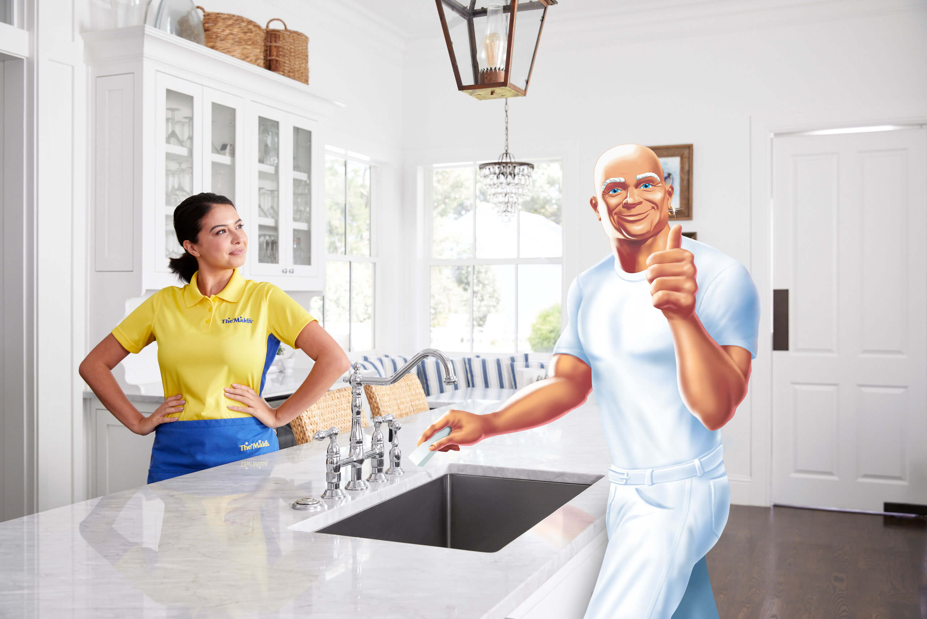 every touchpoint in this campaign featured an illustrated Mr. Clean working...